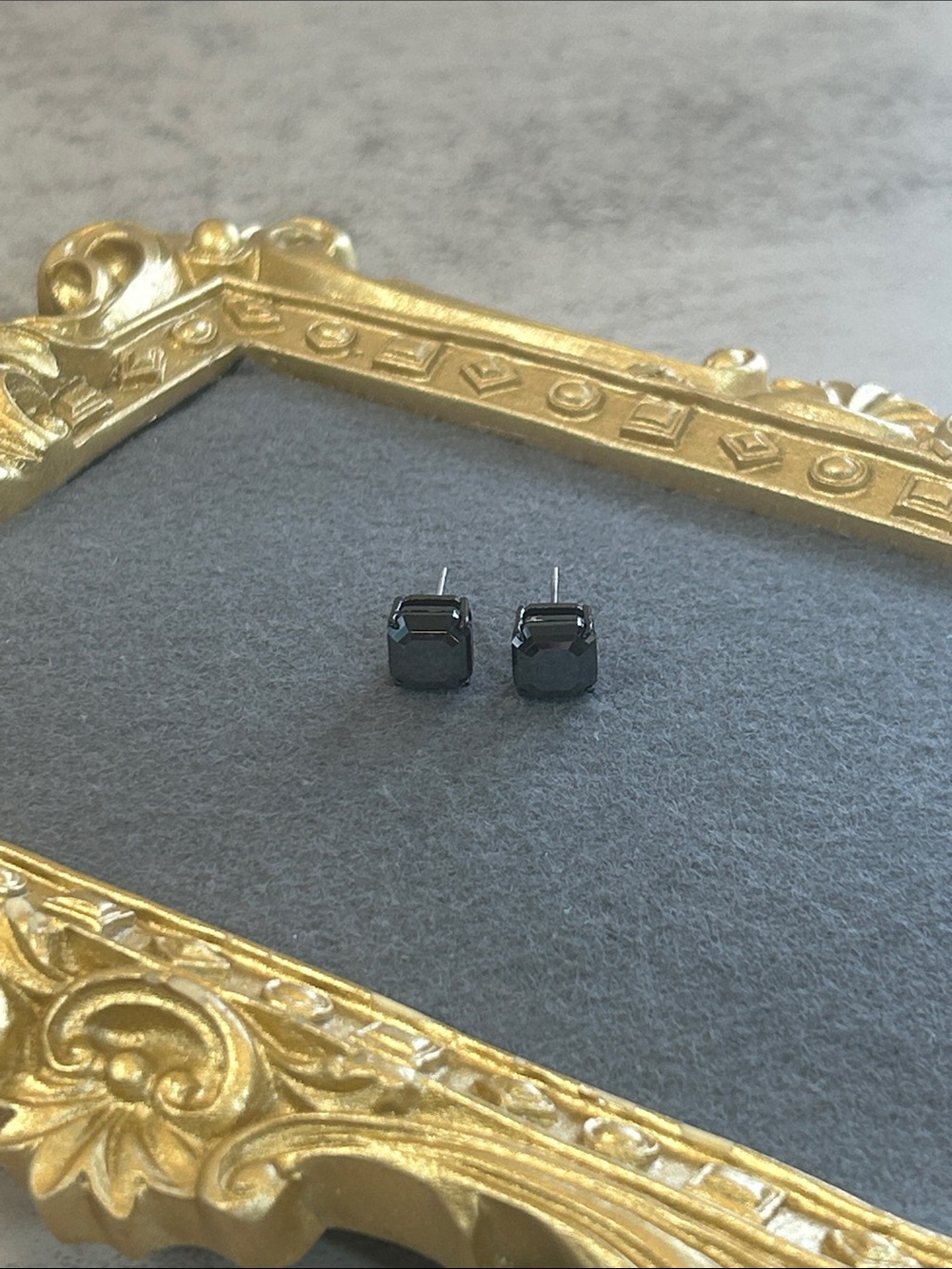 Origami Owl Black Square Swarovski Crystal Stud Earrings
